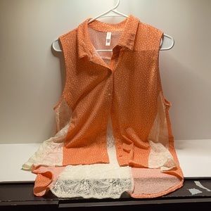 Used xl xhilaration Orange/cream sleeveless blouse